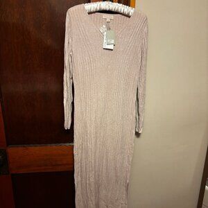 Barefoot Dreams Pink CozyChic Ultra Lite Lg Sleeve Ribbed Dress Size Large NWT